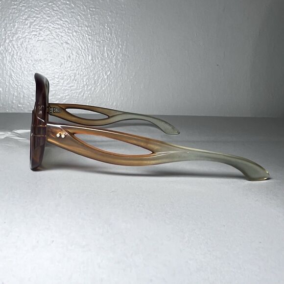Iconic Vintage 70s Ted Lapidus France Brown & Gold Oversized Women's Sunglasses - Picture 3 of 12